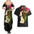 Hawaii Plumeria Couples Matching Summer Maxi Dress and Hawaiian Shirt Polynesian Tattoo and Hibiscus