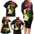 Hawaii Plumeria Family Matching Long Sleeve Bodycon Dress and Hawaiian Shirt Polynesian Tattoo and Hibiscus