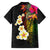 Hawaii Plumeria Family Matching Off The Shoulder Long Sleeve Dress and Hawaiian Shirt Polynesian Tattoo and Hibiscus