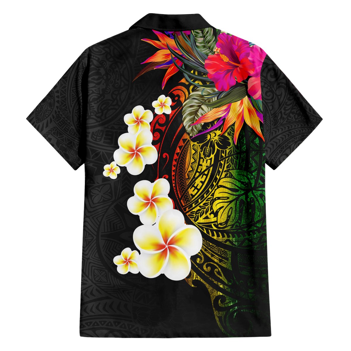Hawaii Plumeria Hawaiian Shirt Polynesian Tattoo and Hibiscus LT03 - Polynesian Pride