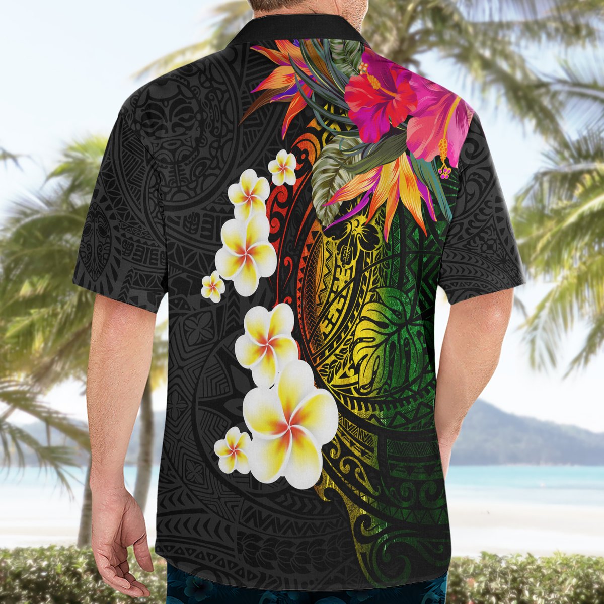 Hawaii Plumeria Hawaiian Shirt Polynesian Tattoo and Hibiscus LT03 - Polynesian Pride