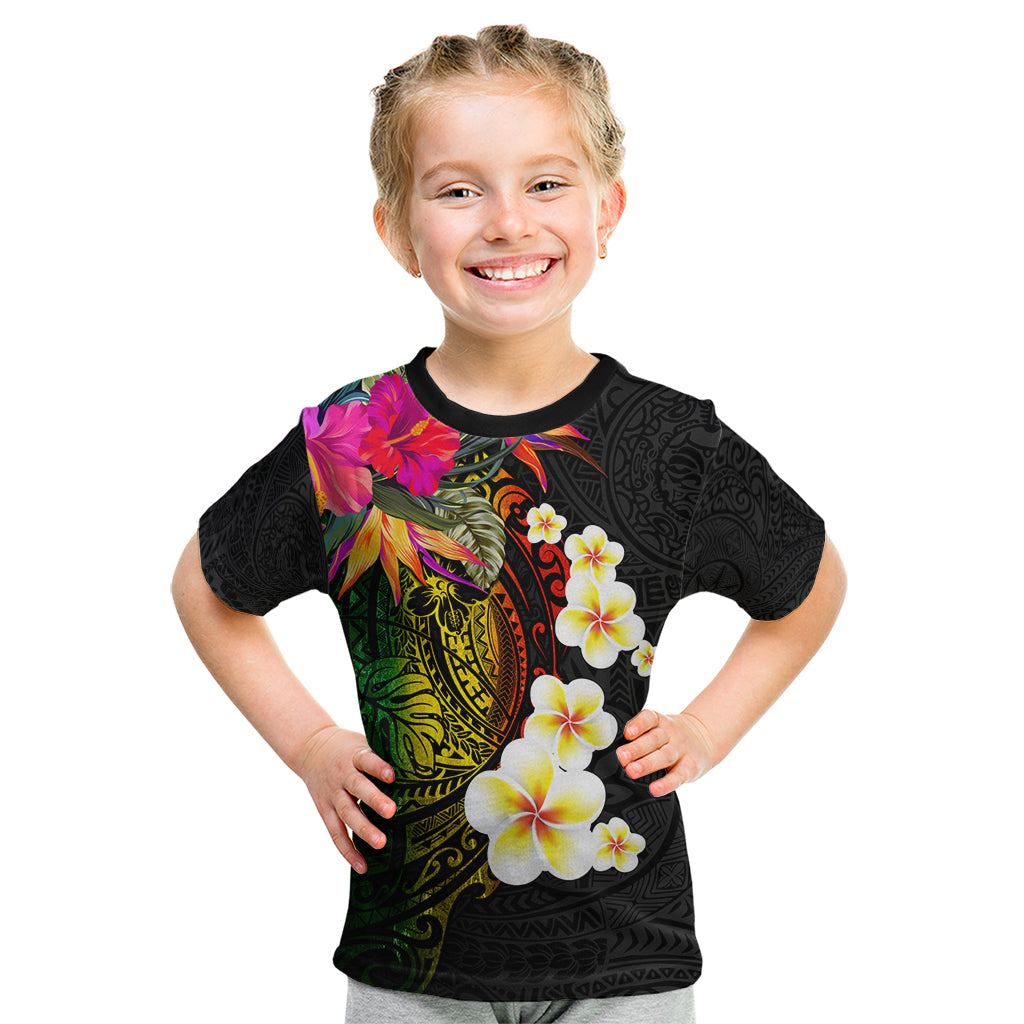 Hawaii Plumeria Kid T Shirt Polynesian Tattoo and Hibiscus