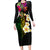 Hawaii Plumeria Long Sleeve Bodycon Dress Polynesian Tattoo and Hibiscus