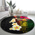 Hawaii Plumeria Round Carpet Polynesian Tattoo and Hibiscus