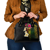 Hawaii Plumeria Shoulder Handbag Polynesian Tattoo and Hibiscus LT03 - Polynesian Pride