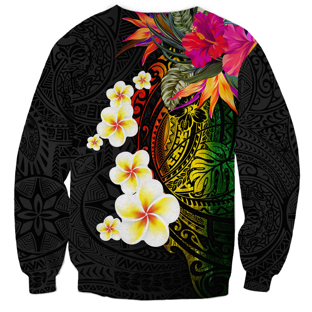 Hawaii Plumeria Sweatshirt Polynesian Tattoo and Hibiscus LT03 - Polynesian Pride