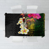 Hawaii Plumeria Tablecloth Polynesian Tattoo and Hibiscus LT03 Black - Polynesian Pride