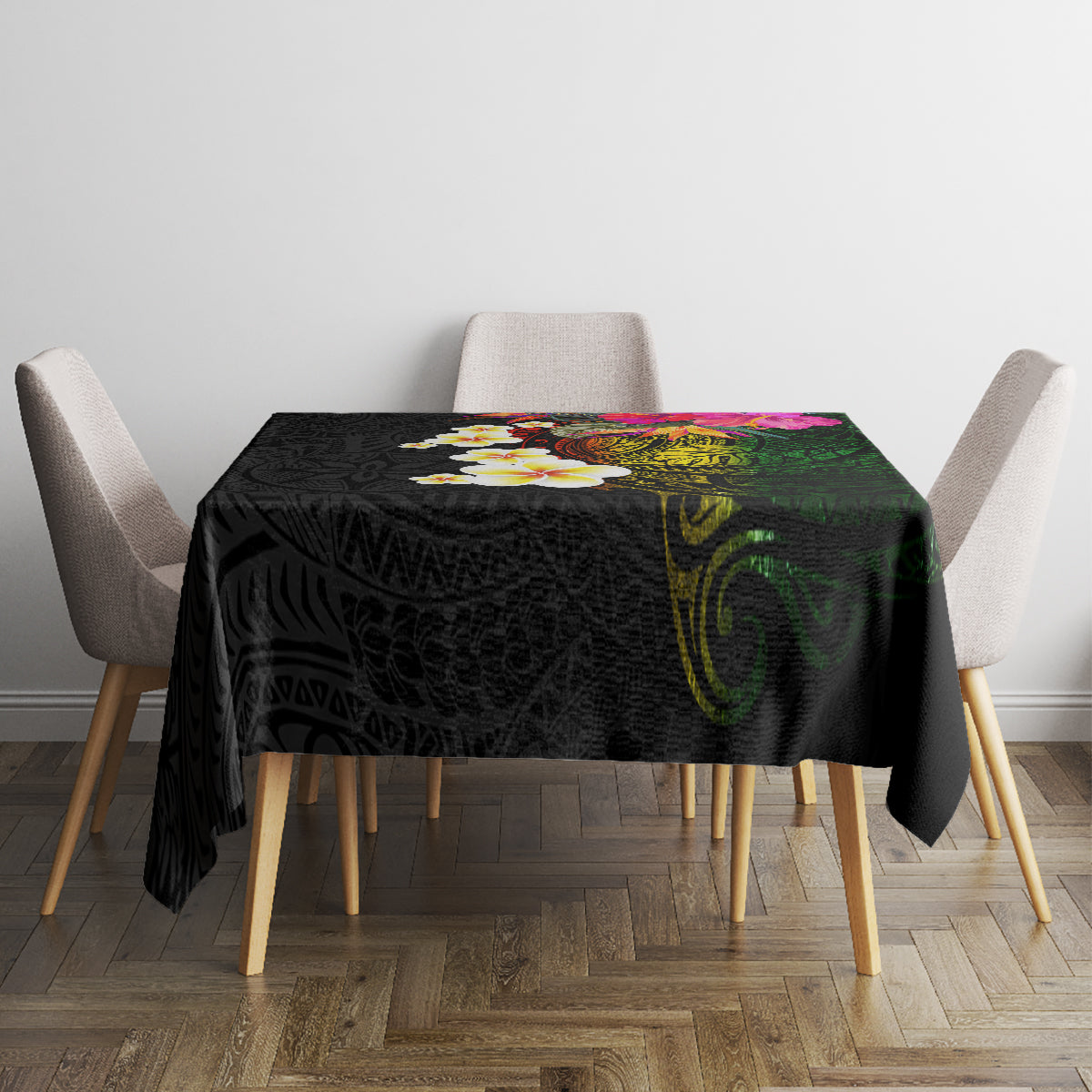 Hawaii Plumeria Tablecloth Polynesian Tattoo and Hibiscus LT03 - Polynesian Pride