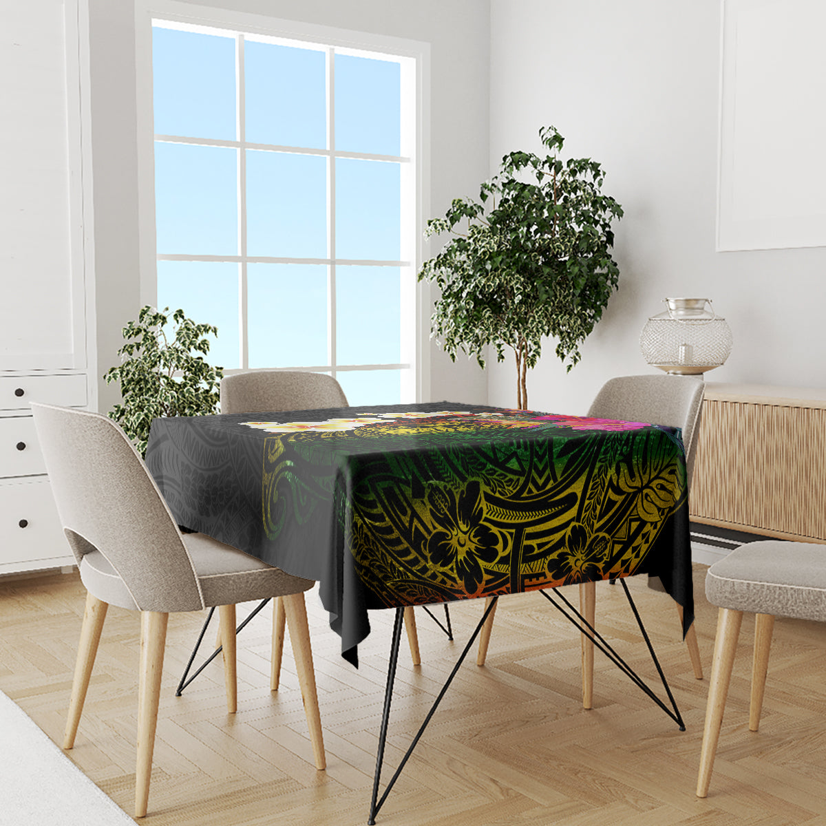 Hawaii Plumeria Tablecloth Polynesian Tattoo and Hibiscus LT03 - Polynesian Pride