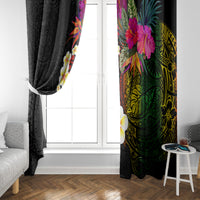 Hawaii Plumeria Window Curtain Polynesian Tattoo and Hibiscus LT03 - Polynesian Pride