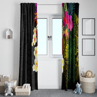 Hawaii Plumeria Window Curtain Polynesian Tattoo and Hibiscus LT03 - Polynesian Pride
