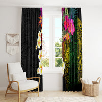 Hawaii Plumeria Window Curtain Polynesian Tattoo and Hibiscus LT03 - Polynesian Pride