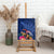 New Zealand Tuatara Canvas Wall Art Silver Fern Hibiscus and Tribal Maori Pattern Blue Color