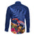 New Zealand Tuatara Family Matching Mermaid Dress and Hawaiian Shirt Silver Fern Hibiscus and Tribal Maori Pattern Blue Color