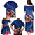 New Zealand Tuatara Family Matching Puletasi and Hawaiian Shirt Silver Fern Hibiscus and Tribal Maori Pattern Blue Color