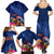 New Zealand Tuatara Family Matching Summer Maxi Dress and Hawaiian Shirt Silver Fern Hibiscus and Tribal Maori Pattern Blue Color