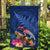 New Zealand Tuatara Garden Flag Silver Fern Hibiscus and Tribal Maori Pattern Blue Color