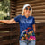 New Zealand Tuatara Women Polo Shirt Silver Fern Hibiscus and Tribal Maori Pattern Blue Color