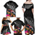 New Zealand Tuatara Family Matching Off Shoulder Maxi Dress and Hawaiian Shirt Silver Fern Hibiscus and Tribal Maori Pattern Black Color