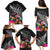 New Zealand Tuatara Family Matching Puletasi and Hawaiian Shirt Silver Fern Hibiscus and Tribal Maori Pattern Black Color