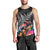 New Zealand Tuatara Men Tank Top Silver Fern Hibiscus and Tribal Maori Pattern Black Color