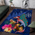 New Zealand Tuatara Christmas Area Rug Silver Fern and Xmas Pohutukawa Tree Blue Color