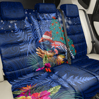 New Zealand Tuatara Christmas Back Car Seat Cover Silver Fern and Xmas Pohutukawa Tree Blue Color
