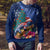 New Zealand Tuatara Christmas Ugly Christmas Sweater Silver Fern and Xmas Pohutukawa Tree Blue Color