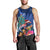 New Zealand Tuatara Christmas Men Tank Top Silver Fern and Xmas Pohutukawa Tree Blue Color