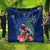 New Zealand Tuatara Christmas Quilt Silver Fern and Xmas Pohutukawa Tree Blue Color