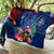 New Zealand Tuatara Christmas Quilt Silver Fern and Xmas Pohutukawa Tree Blue Color