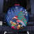 New Zealand Tuatara Christmas Spare Tire Cover Silver Fern and Xmas Pohutukawa Tree Blue Color