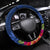 New Zealand Tuatara Christmas Steering Wheel Cover Silver Fern and Xmas Pohutukawa Tree Blue Color