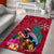 New Zealand Tuatara Christmas Area Rug Silver Fern and Xmas Pohutukawa Tree Red Color