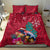 New Zealand Tuatara Christmas Bedding Set Silver Fern and Xmas Pohutukawa Tree Red Color