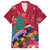 New Zealand Tuatara Christmas Family Matching Off The Shoulder Long Sleeve Dress and Hawaiian Shirt Silver Fern and Xmas Pohutukawa Tree Red Color