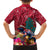 New Zealand Tuatara Christmas Family Matching Short Sleeve Bodycon Dress and Hawaiian Shirt Silver Fern and Xmas Pohutukawa Tree Red Color