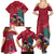 New Zealand Tuatara Christmas Family Matching Summer Maxi Dress and Hawaiian Shirt Silver Fern and Xmas Pohutukawa Tree Red Color