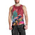 New Zealand Tuatara Christmas Men Tank Top Silver Fern and Xmas Pohutukawa Tree Red Color