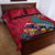 New Zealand Tuatara Christmas Quilt Bed Set Silver Fern and Xmas Pohutukawa Tree Red Color