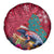 New Zealand Tuatara Christmas Spare Tire Cover Silver Fern and Xmas Pohutukawa Tree Red Color