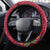 New Zealand Tuatara Christmas Steering Wheel Cover Silver Fern and Xmas Pohutukawa Tree Red Color