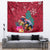 New Zealand Tuatara Christmas Tapestry Silver Fern and Xmas Pohutukawa Tree Red Color