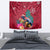 New Zealand Tuatara Christmas Tapestry Silver Fern and Xmas Pohutukawa Tree Red Color