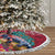 New Zealand Tuatara Christmas Tree Skirt Silver Fern and Xmas Pohutukawa Tree Red Color