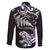 New Zealand Tuatara Tribal Tattoo Family Matching Long Sleeve Bodycon Dress and Hawaiian Shirt Silver Fern and Maori Pattern Black Color