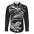 New Zealand Tuatara Tribal Tattoo Family Matching Off Shoulder Maxi Dress and Hawaiian Shirt Silver Fern and Maori Pattern Black Color