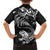 New Zealand Tuatara Tribal Tattoo Family Matching Puletasi and Hawaiian Shirt Silver Fern and Maori Pattern Black Color