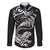 New Zealand Tuatara Tribal Tattoo Family Matching Short Sleeve Bodycon Dress and Hawaiian Shirt Silver Fern and Maori Pattern Black Color