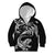 New Zealand Tuatara Tribal Tattoo Kid Hoodie Silver Fern and Maori Pattern Black Color